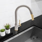 ZLINE Autograph Gemini Pull Down Single Handle Kitchen Faucet in Brushed Nickel and Champagne Bronze, GEM-KF-ZBNCB