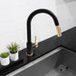 ZLINE Autograph Gemini Pull Down Single Handle Kitchen Faucet in Matte Black and Champagne Bronze, GEM-KF-ZMBCB
