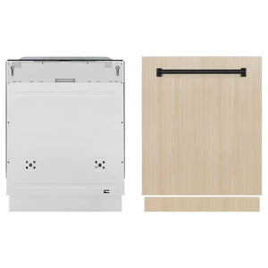 ZLINE Autograph Edition 24 In. Tall Dishwasher, Touch Control, in Custom Panel Ready with Matte Black Handle, DWMTZ-24-MB