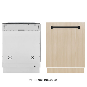 ZLINE Autograph Edition 24 In. Tall Dishwasher, Touch Control, in Custom Panel Ready with Matte Black Handle, DWMTZ-24-MB