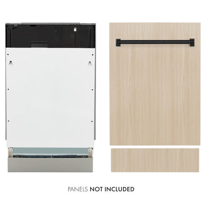 ZLINE Tallac Autograph Edition 18-Inch Top Control Built-In Dishwasher, Panel Ready, Modern Matte Black Handle, 51 dBA (DWVZ-18-MB)