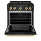 ZLINE Autograph 30" 4.2 cu. ft. Paramount Dual Fuel Range with 4 Burners in Black Stainless Steel with Champagne Bronze Accents, SDRBZ-30-CB