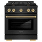 ZLINE Autograph 30" 4.2 cu. ft. Paramount Dual Fuel Range with 4 Burners in Black Stainless Steel with Champagne Bronze Accents, SDRBZ-30-CB
