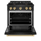 ZLINE Autograph 30" 4.2 cu. ft. Paramount Dual Fuel Range with 4 Burners in Black Stainless Steel with Polished Gold Accents, SDRBZ-30-G