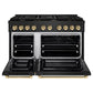 ZLINE Autograph 48" 6.7 cu. ft. Paramount Double Oven Dual Fuel Range with 8 Burners in Black Stainless Steel and Polished Gold Accents, SDRBZ-48-G