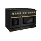 ZLINE Autograph 48" 6.7 cu. ft. Paramount Double Oven Gas Range in Black Stainless Steel and Bronze Accents, SGRBZ-48-CB