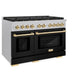 ZLINE Autograph 48" 6.7 cu. ft. Paramount Double Oven Dual Fuel Range with 8 Burners in DuraSnow® with Black Matte Doors and Polished Gold Accents, SDRSZ-BLM-48-G