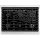ZLINE Autograph 48" 6.7 cu. ft. Paramount Double Oven Gas Range in DuraSnow® Stainless Steel with Black Matte Doors and Bronze Accents, SGRSZ-BLM-48-CB