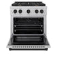ZLINE Autograph 30" 4.2 cu. ft. Paramount Dual Fuel Range with 4 Burners in DuraSnow® Stainless Steel with Matte Black Accents, SDRSZ-30-MB