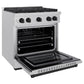 ZLINE Autograph 30" 4.2 cu. ft. Paramount Dual Fuel Range with 4 Burners in DuraSnow® Stainless Steel with Matte Black Accents, SDRSZ-30-MB
