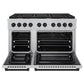 ZLINE Autograph 48" 6.7 cu. ft. Paramount Double Oven Dual Fuel Range with 8 Burners in DuraSnow® Stainless Steel and Matte Black Accents, SDRSZ-48-MB
