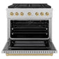 ZLINE Autograph 36" 5.2 cu. ft. Paramount Gas Range with Convection Gas Oven in DuraSnow® Stainless Steel and Bronze Accents, SGRSZ-36-CB