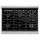 ZLINE Autograph 36" 5.2 cu. ft. Paramount Gas Range with Convection Gas Oven in DuraSnow® Stainless Steel and Bronze Accents, SGRSZ-36-CB