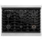 ZLINE Autograph 36" 5.2 cu. ft. Paramount Gas Range with Convection Gas Oven in DuraSnow® Stainless Steel and Gold Accents, SGRSZ-36-G