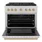 ZLINE Autograph 36" 5.2 cu. ft. Paramount Gas Range with Convection Gas Oven in DuraSnow® Stainless Steel with White Matte Door and Bronze Accents, SGRSZ-WM-36-CB
