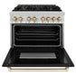ZLINE Autograph 36" 4.6 cu. ft. Dual Fuel Range with Black Matte Door and Gold Accents, RAZ-BLM-36-G