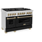 ZLINE Autograph 48" 6.0 cu. ft. Dual Fuel Range with Black Matte Door and Bronze Accents, RAZ-BLM-48-CB