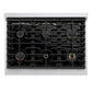 ZLINE Autograph 36" 5.2 cu. ft. Paramount Dual Fuel Range with 6 Burners in Stainless Steel with Black Matte Door and Champagne Bronze Accents, SDRZ-BLM-36-CB