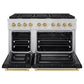 ZLINE Autograph 48" 6.7 cu. ft. Paramount Double Oven Dual Fuel Range with 8 Burners with Black Matte Doors and Champagne Bronze Accents, SDRZ-BLM-48-CB