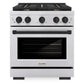ZLINE Autograph 30" 4.2 cu. ft. Paramount Dual Fuel Range with 4 Burners in Stainless Steel with Matte Black Accents, SDRZ-30-MB