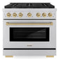 ZLINE Autograph 36" 5.2 cu. ft. Paramount Dual Fuel Range with 6 Burners in Stainless Steel with Champagne Bronze Accents, SDRZ-36-CB