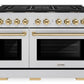 ZLINE Autograph 48" 6.7 cu. ft. Paramount Double Oven Dual Fuel Range with 8 Burners in Stainless Steel and Polished Gold Accents, SDRZ-48-G