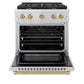 ZLINE Autograph 30" 4.2 cu. ft. Paramount Gas Range with Convection Gas Oven in Stainless Steel and Bronze Accents, SGRZ-30-CB