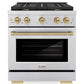 ZLINE Autograph 30" 4.2 cu. ft. Paramount Gas Range with Convection Gas Oven in Stainless Steel and Bronze Accents, SGRZ-30-CB
