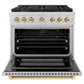 ZLINE Autograph 36" 5.2 cu. ft. Paramount Gas Range with Convection Gas Oven in Stainless Steel and Gold Accents, SGRZ-36-G