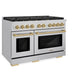 ZLINE Autograph 48" 6.7 cu. ft. Paramount Double Oven Gas Range in Stainless Steel and Bronze Accents, SGRZ-48-CB