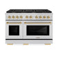 ZLINE Autograph 48" 6.7 cu. ft. Paramount Double Oven Gas Range in Stainless Steel and Gold Accents, SGRZ-48-G