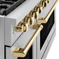 ZLINE Autograph 48" 6.7 cu. ft. Paramount Double Oven Gas Range in Stainless Steel and Gold Accents, SGRZ-48-G