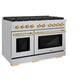 ZLINE Autograph 48" 6.7 cu. ft. Paramount Double Oven Gas Range in Stainless Steel and Gold Accents, SGRZ-48-G