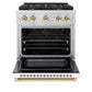 ZLINE Autograph 30" 4.2 cu. ft. Paramount Gas Range with Convection Gas Oven in Stainless Steel with White Matte Door and Gold Accents, SGRZ-WM-30-G