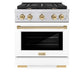 ZLINE Autograph 30" 4.2 cu. ft. Paramount Gas Range with Convection Gas Oven in Stainless Steel with White Matte Door and Gold Accents, SGRZ-WM-30-G