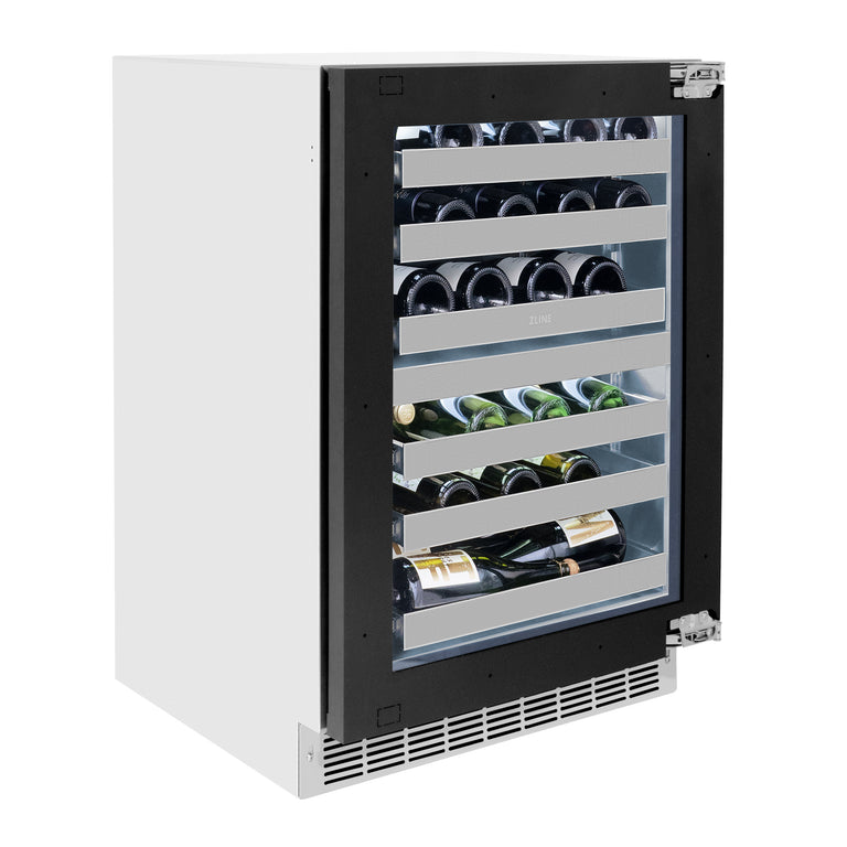 ZLINE Autograph 24" Touchstone Dual Zone 44 Bottle Wine Cooler with Panel Ready Glass Door and Champagne Bronze Handle,  RWDPOZ-24-CB