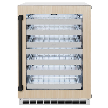 ZLINE Autograph 24" Touchstone Dual Zone 44 Bottle Wine Cooler with Panel Ready Glass Door and Matte Black Handle,  RWDPOZ-24-MB