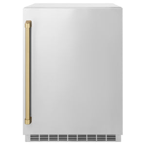 ZLINE Autograph 24" Touchstone 151 Can Beverage Fridge with Solid Stainless Steel Door and Champagne Bronze Handle,  RBSOZ-ST-24-CB
