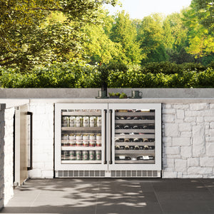 ZLINE Autograph 24" Touchstone Dual Zone 44 Bottle Wine Cooler with White Matte Glass Door and Matte Black Handle, RWDOZ-WM-24-MB