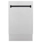 ZLINE Tallac Autograph Edition 18-Inch Top Control Built-In Dishwasher, Satin Stainless Steel Panel, Modern Matte Black Handle, 51 dBA, DWVZ-SN-18-MB