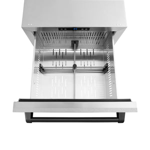 ZLINE Autograph Edition 24" Touchstone 168 Can Outdoor-Rated Dual Refrigerator Drawer with Satin Stainless Steel Doors and Matte Black Handles, RDSOZ-SN-24-MB