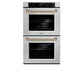 ZLINE Autograph 30" Professional True Convection Double Wall Oven with Air Fry and Self Clean in Satin Stainless Steel with Champagne Bronze Helix Handles, WADSZ-30-KCB