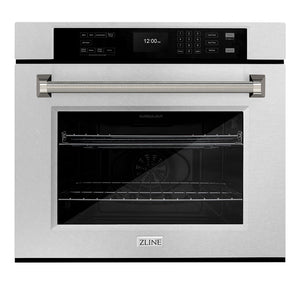 ZLINE Autograph 30" Professional True Convection Single Wall Oven with Air Fry and Self Clean in Satin Stainless Steel with Polished Nickel Helix Handle, WASSZ-30-KPN