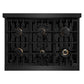 ZLINE Autograph 36" 5.2 cu. ft. Select Dual Fuel Range with 6 Burners in Black Stainless Steel with Champagne Bronze Accents, HDRBZ-36-CB