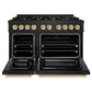 ZLINE Autograph 48" 6.7 cu. ft. Select Double Oven Gas Range with 8 Burners in Black Stainless Steel and Polished Gold Accents, HGRBZ-48-G