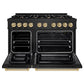 ZLINE Autograph 48" 6.7 cu. ft. Select Double Oven Gas Range with 8 Burners in Black Stainless Steel and Champagne Bronze Accents, HGRBZ-48-CB