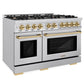 ZLINE Autograph 48" 6.7 cu. ft. Select Double Oven Dual Fuel Range with 8 Burners in Stainless Steel and Polished Gold Accents, HDRZ-48-G