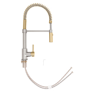 ZLINE Autograph Sierra Pull Down Spring Single Handle Kitchen Faucet in Brushed Nickel and Champagne Bronze, SRA-KF-ZBNCB