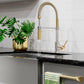 ZLINE Autograph Sierra Pull Down Spring Single Handle Kitchen Faucet in Brushed Nickel and Champagne Bronze, SRA-KF-ZBNCB