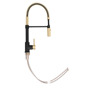ZLINE Autograph Sierra Pull Down Spring Single Handle Kitchen Faucet in Matte Black and Champagne Bronze, SRA-KF-ZMBCB